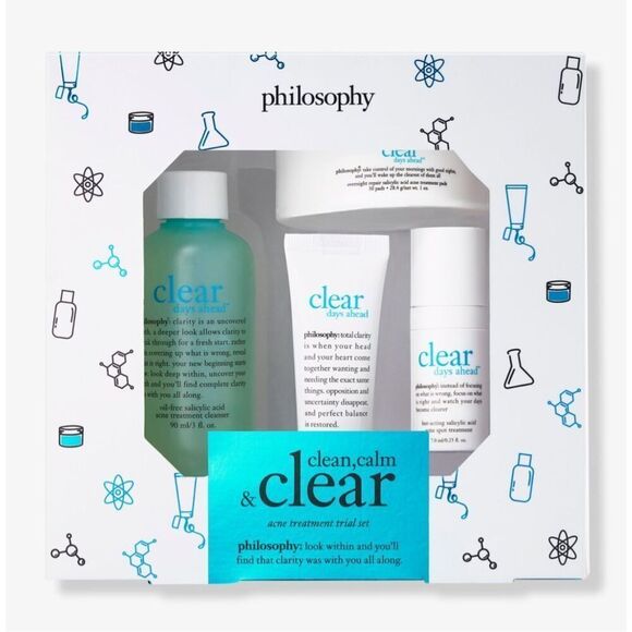 Philosophy Clear Days Ahead Skincare Treatment Blemish Prone 4pc Travel Set NIB - Picture 1 of 3
